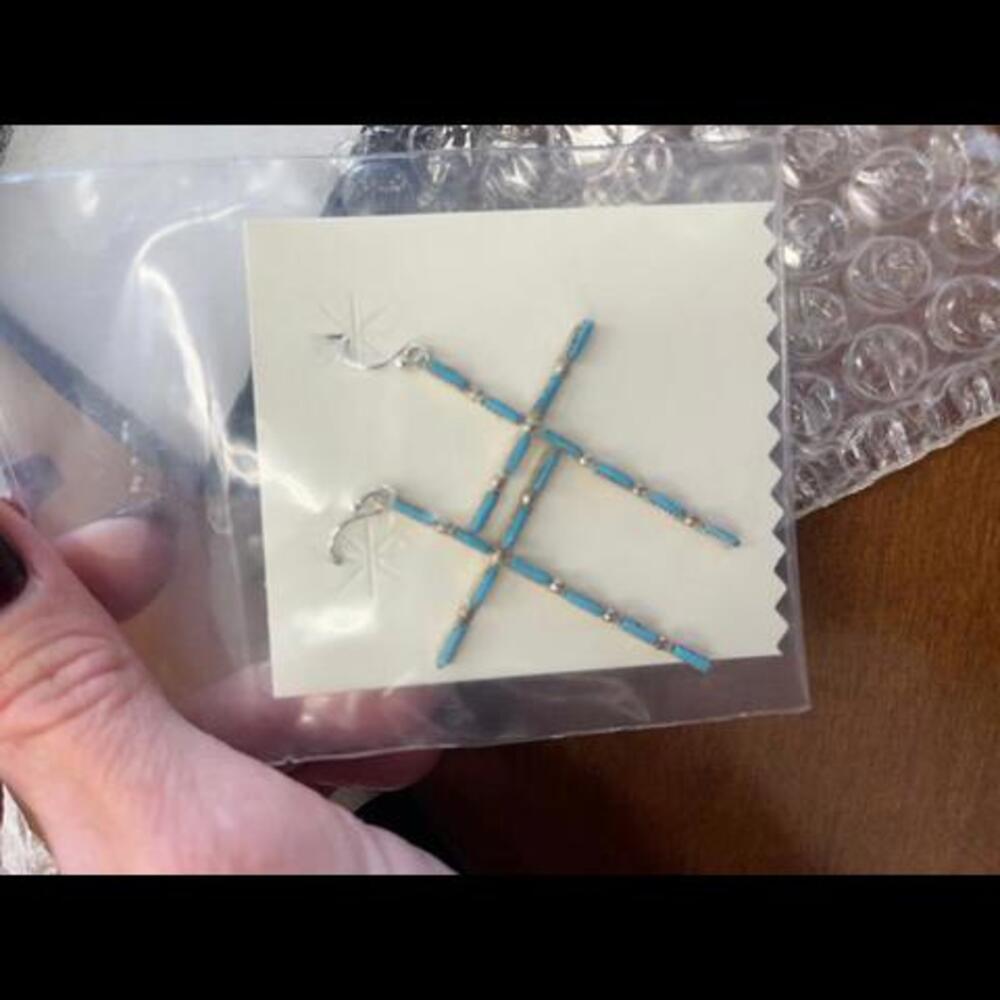 Elegant turquoise and sterling silver earrings. Gorgeous!